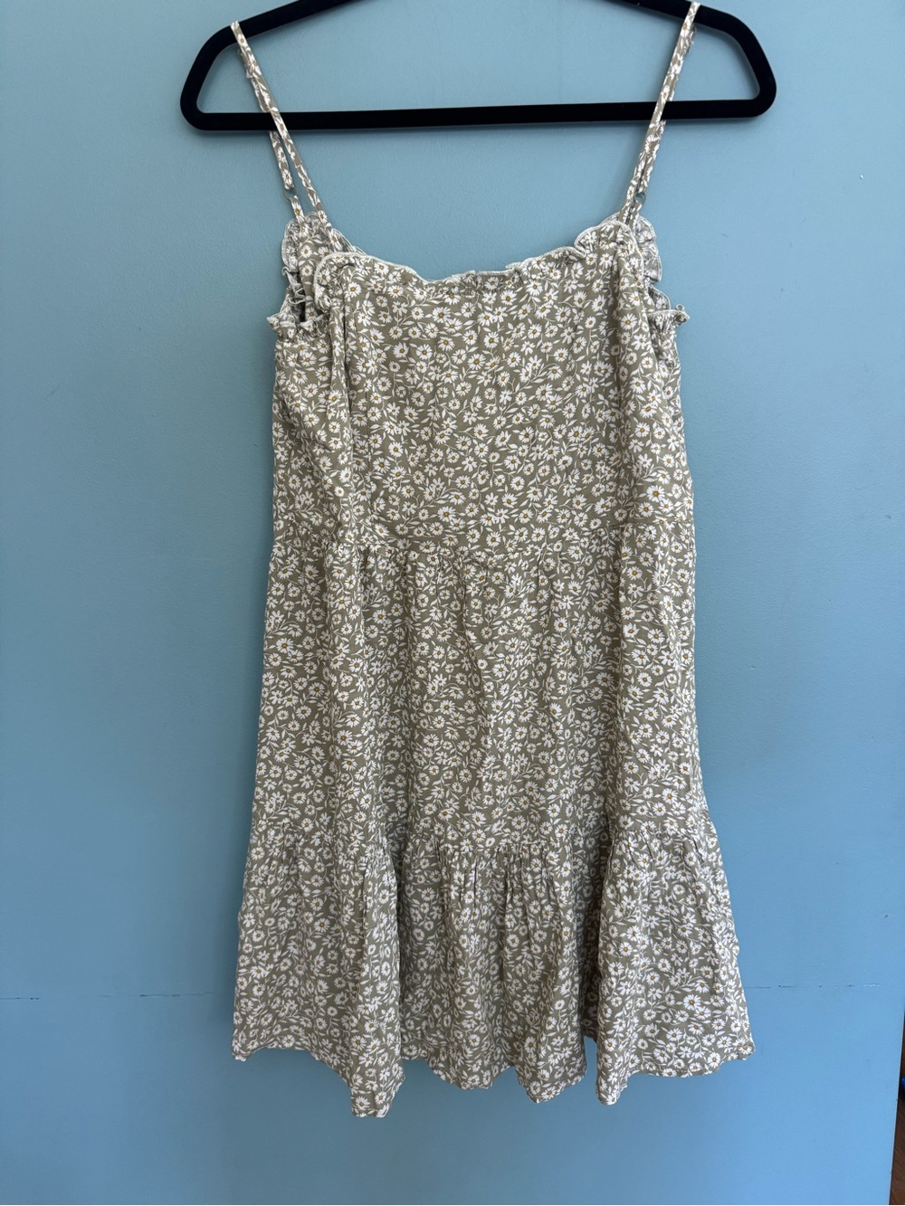 mahina Sage Green Floral Tie-Shoulder Mini Dress
